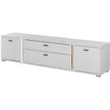 furn.design Tv-Lowboard, weiß matt und Wotan Eiche TV Unterteil inklusive Frontbeleuchtung 201 cm, Wohnzimmer, Wohnwände, Lowboards, Lowboards stehend
