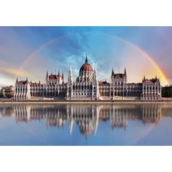 Fototapete PAPERMOON "Kathedrale mit Regenbogen", bunt, B:3,50m L:2,60m, Vlies, Tapeten