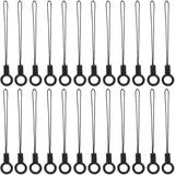 GORGECRAFT 100 Stück Umhängeband Für Handys 9cm Lang Nylon Fingerring Griffhalter Band Charm Kordeln Mit Silikonring Für Handy USB Stick MP3 Schlüsselanhänger DIY Schwarz