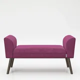 Playboy Sitzbank "TIFFANY" gepolsterte Bank mit Samtüberzug in Rosa, Massivholzfüssen, Retro-Design,