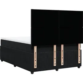 vidaXL Boxspringbett mit Matratze Schwarz 140x200 cm Samt