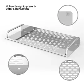 Intirilife Duschablage aus Edelstahl mit 30 x 13 cm - Duschkorb Duschregal Badregal mit praktischen Ablaufrinnen zum Bohren für Bad und Küche