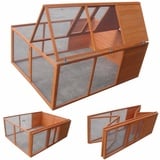 Melko Kleintierstall draußen Outdoor Klappbarer Hasenstall ca. 160x119x60 cm aus Holz mit Gitter Freilaufgehege