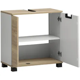 Schildmeyer Waschbeckenunterschrank Emmik 59,8 x 62,4 x 32,6 cm Weiß/Eiche