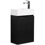 Badplaats Gäste-Wc-Möbelset, Schwarz Holz - Schrank Waschbecken Badezimmer Badezimmerschränke, Waschtischkombinationen