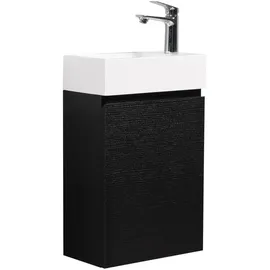 Badplaats Gäste-Wc-Möbelset, Schwarz Holz - Schrank Waschbecken Badezimmer Badezimmerschränke, Waschtischkombinationen