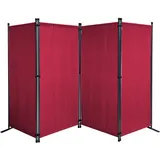 Quick Star Paravent 4 Teilig 165 x 220 cm Sonnen- - Sichtschutz Stellwand Faltbar Rubinrot