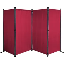 Quick Star Paravent 4 Teilig 165 x 220 cm Sonnen- - Sichtschutz Stellwand Faltbar Rubinrot