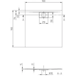 Villeroy & Boch Architectura Metalrim Quadrat 900x900x15mm we