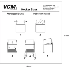 VCM Sitzwürfel 38 x 40 x 38 cm Hellgrau