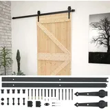 vidaXL Schiebetür mit Beschlag 90x210 cm Kiefer Massivholz - Braun
