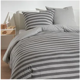 Traumschlaf Jersey Melange-Stripe Grau 240 x 220 cm + 2 x 80 x 80 cm