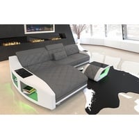 Sofa Dreams Ecksofa Leder Couch Ledersofa Swing L Form Sofa, mit LED, wahlweise mit Bettfunktion als Schlafsofa, grau-weiß grau