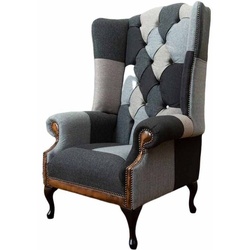 JVmoebel Ohrensessel Chesterfield Ohrensessel Sessel 1 Sitzer Sofa Couch Polster Textil Neu, Made In Europe grau