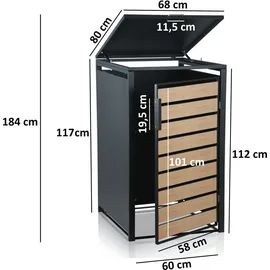 Zelsius Mülltonnenbox 68 x 80 x 117 cm anthrazit
