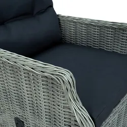 vidaXL 9-tlg. Garten-Essgruppe mit Auflagen Poly Rattan 1 : Farbe - Hellgrau, Polster - ohne Polster