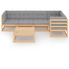 vidaXL Garten-Lounge-Set 6-tlg. Kiefer grau