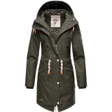 Navahoo Damen Übergangsjacke Regenmantel wasserdicht lang mit Kapuze Tropical Stormoo Oliv Gr. S - S
