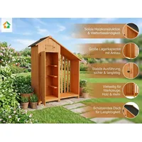 prestige home living outdoor Werkzeugschrank aus Holz mit Anbau, ca. 131 x 54 x 180 cm, braun