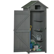 Outsunny Gartenschrank Geräteschuppen mit Fachböden Asphaltdach Holz, 54.2x179x77 cm