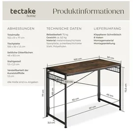 Tectake tectake® Schreibtisch Paterson 102 x 51 x 77 cm