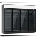 CombiSteel Gastro Kühlschrank mit 4 Glastüren Getränkekühlschrank Gastro 2060 L 0/10°C ISO 45 mm Schwarz