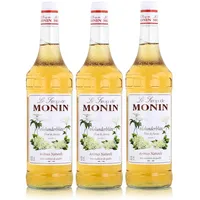 Monin Sirup Holunderblüte 1 Liter - Cocktails Milchshakes Kaffeesirup (3er Pack)