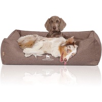 Knuffelwuff Orthopädisches Hundebett Wippo aus Velours mit Handwebcharakter XXL 120 x 85cm Potatoe - abnehmbarer Bezug - waschbar - für große, mittelgroße und kleine Hunde