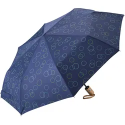 Taschenregenschirm EUROSCHIRM "Taschenschirm 32P7, Kreise grün", blau (marine, grün), Bezug: 100% Polyester, gemustert, Regenschirme, marineblau, Kreise grün, kompakte Größe, Automatik, Buche Holzgriff