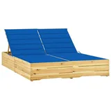 vidaXL Gartenliege Doppelliege Gartenliege Sonnenliege Holzliege mit Auflagen royalblau K blau