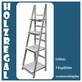 Kingpower Leiterregal Bücherregal Wandregal Standregal Blumentreppe Klappbar Antik-Weiß