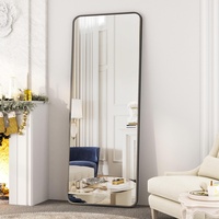 Boromal Standspiegel mit Schwarz Metallrahmen, 150x50cm Standspiegel Spiegel Groß Wandspiegel Schwarz, Bodenspiegel für Schlafzimmer, Wohnzimmer, Flur und Garderobe