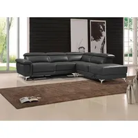 vente-unique Relaxsofa Ecksofa Leder elektrisch - Ecke Rechts - Anthrazit - PASCALINE