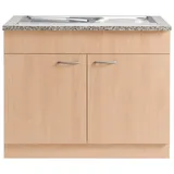 wiho Küchen Spülenschrank Kiel 100 cm breit beige