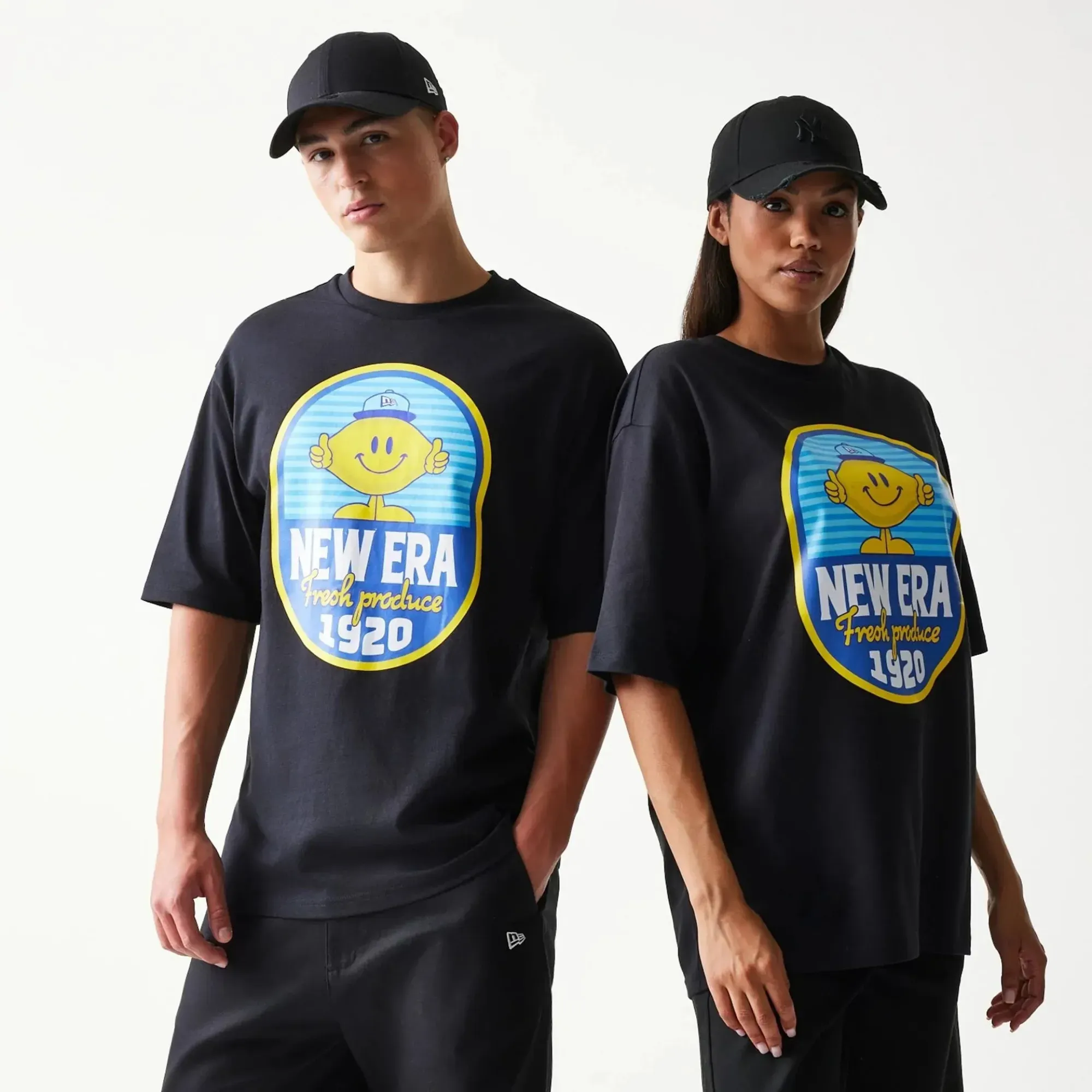 NEW ERA Lemon Fruit Graphic Oversized T-Shirt - Black - XL