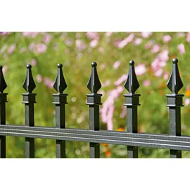 GAH Alberts Metallzaun Grund-Set Chaussee 10m 100 cm hoch, matt schwarz, zum Aufschrauben