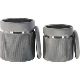 Beliani Pouf mit Stauraum 2er Set CAMDENTON Samtstoff Hellgrau