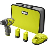RYOBI 12 V Lithium, Akku-Kompaktschrauber R12DD-220S, 12V Akku-Bohrschrauber (2x 2,0 Ah Akku und Schnellladegerät
