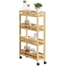 [en.casa] Servierwagen Natur, Holz, Bambus 60x96x18 cm, Esszimmer, Servierwagen