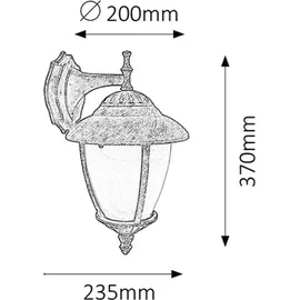 Rabalux Außenwandleuchte Metall 37,0 cm E27 dimmbar IP43 gold-weiß