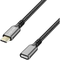 Logilink CUA0109 - USB 3.2 Gen1 Typ-C Verlängerungskabel mit PD Unterstützung (PowerDelivery), Farbe: Schwarz/Grau, Kabellänge: 2m