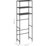 vidaXL Toilettenregal 3 Ablagen Schwarz 53x28x169 cm