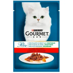 Purina Gourmet Perle Katzenfutter Mini-Filets in Sauce mit Rindfleisch und Karotten 85 g