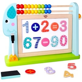 Tooky Toy TKF087 Kindertafel Rechenschieber Marker magnetische Zahlen ab 3 Jahre bunt