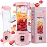 BlendyGo 3® Mixer Smoothie Maker, Smoothie Mixer Klein, Mini Portable Blender, Tragbarer Mixer USB, Smoothie-Maker to go, Standmixer 550 ml, BPA-freie, PulseMotion &BlendPro Technologie (Rosa)