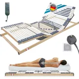 Matratzen Perfekt Elektrischer Lattenrost 100x200 cm mit 2 Motoren 7-Zonen 44 Leisten 8,5 cm Höhe Schulterzone Härtegradverstellung