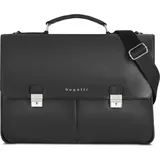 Bugatti Valencia Aktentasche XL Leder 3-Hauptfächer 43 cm Laptopfach black