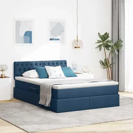 vidaXL Bett mit Stauraum und LED 140 x 200 cm Blau