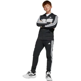 adidas Seasonal Essentials Tiberio 3-Streifen Fleece Trainingsanzug Black / White / Grey Two 164