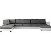MIRJAN24 Ecksofa Wilma Large, U-Form Polsterecke vom Hersteller, Schlafsofa mit zwei Bettkasten, Wohnlandschaft (Soft 017 + Lux 06, Seite: Links) - Grau